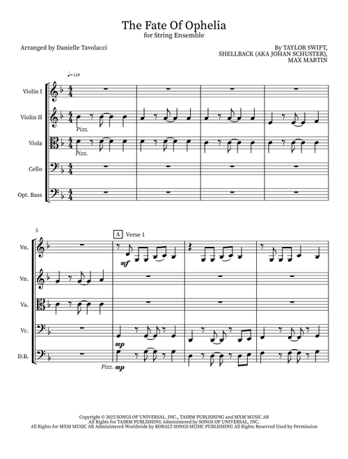 The Fate Of Ophelia (Arr. Danielle Tavolacci) - Taylor Swift (Small Ensemble)