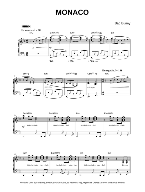 MONACO - Bad Bunny (Piano)