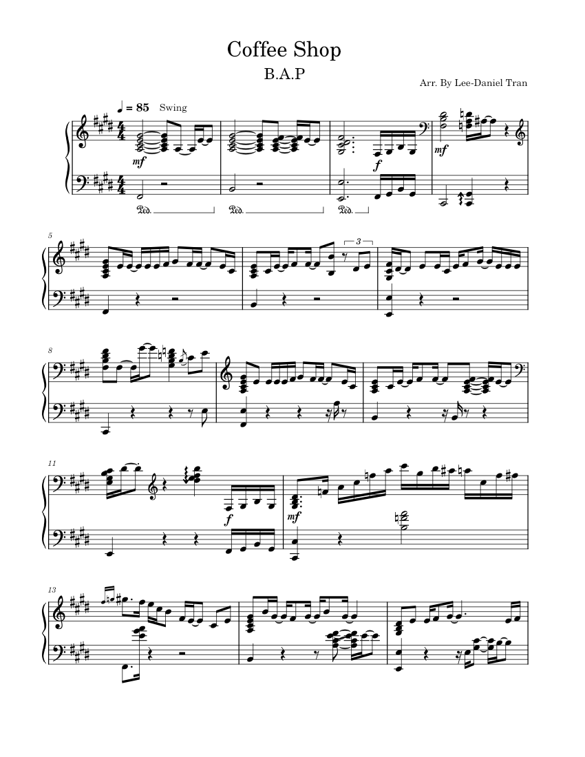 Coffee Shop - B.A.P | For Piano Sheet Music for Piano (Solo ...