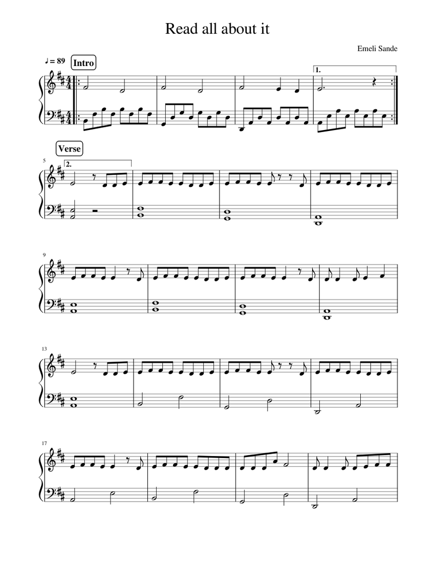 Read all about it - Emeli Sandé *easy Sheet music for Piano (Solo ...