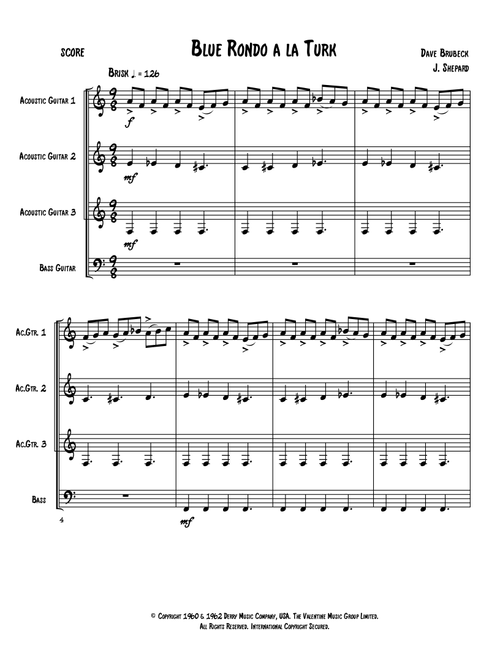 Blue Rondo A La Turk (Arr. Jeremy Shepard) - Dave Brubeck (Guitar Ensemble)