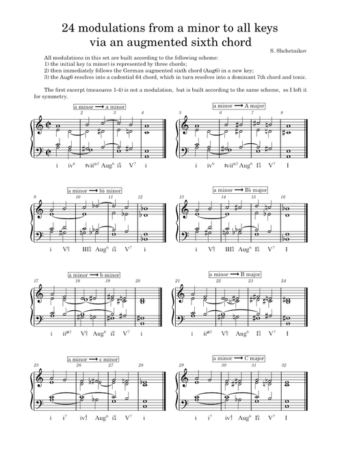 24 modulations from a minor to all keys via an augmented sixth chord
