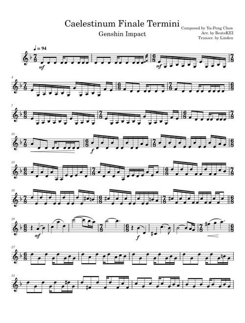 Genshin Impact - Caelestinum FInale Termini (Violin)