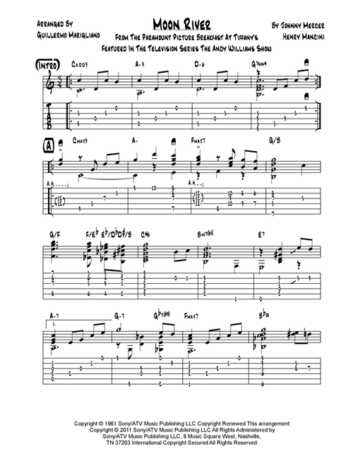 Moon River (Arr. Guillermo Marigliano) - Andy Williams (Guitar Tab)