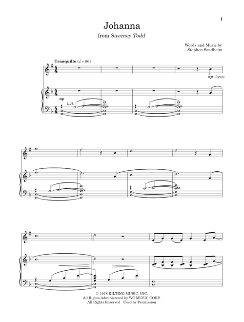Johanna (from Sweeney Todd) - Stephen Sondheim (Clarinet and Piano)