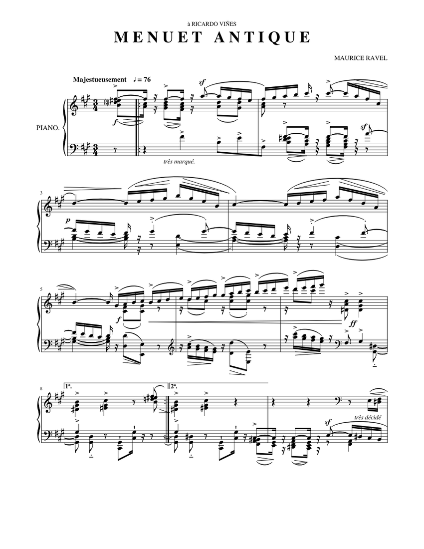 Ravel Menuet Antique Sheet music for Piano (Solo)