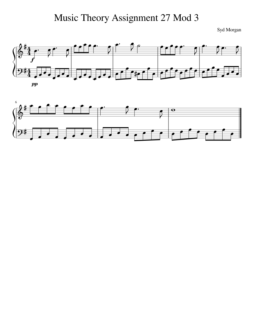 Music Theory Assignment 27 Mod 3 Sheet music for Piano (Solo) Easy ...