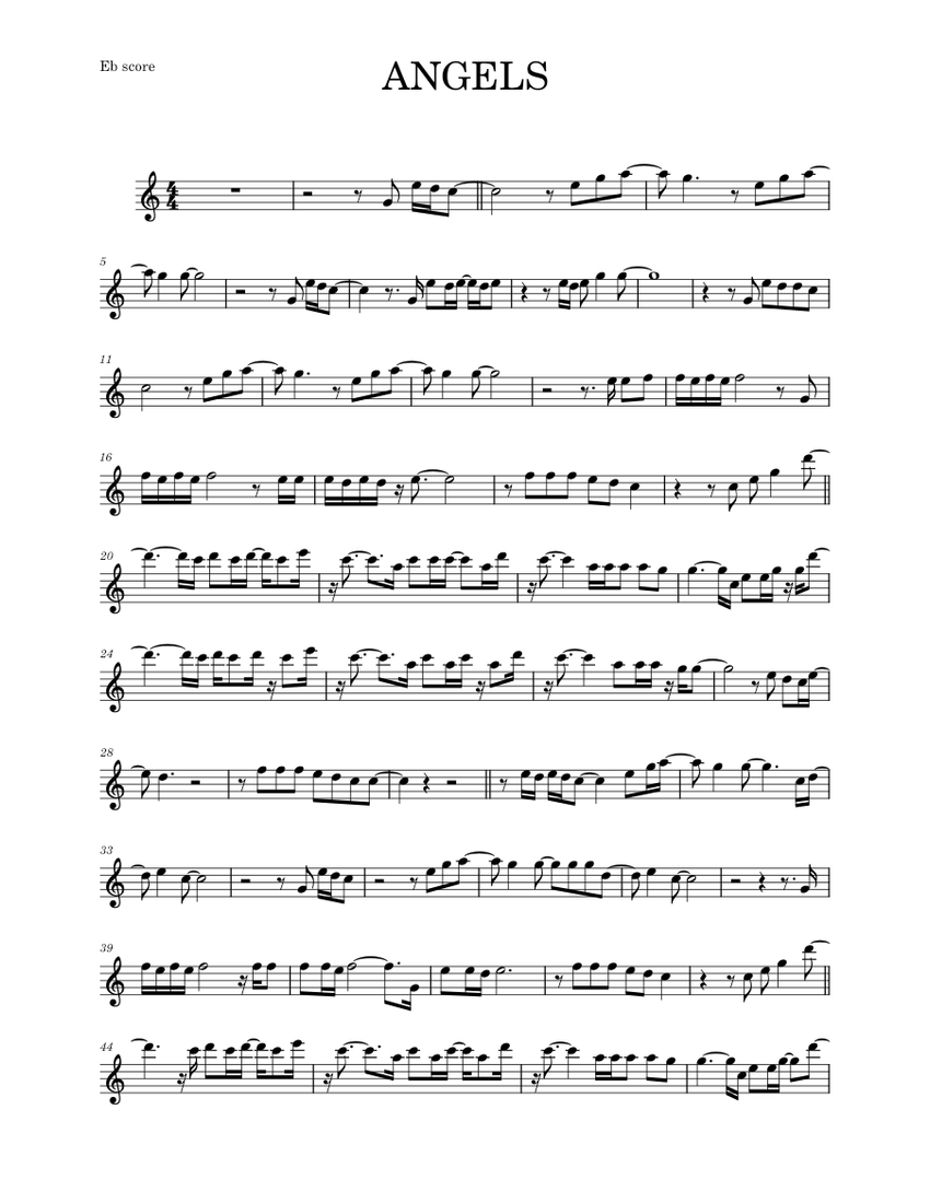 Angels – Robbie Williams (ALTO SAX & PIANO) Sheet Music with Chords for ...