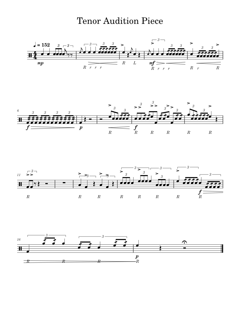 Tenor Audition Piece Sheet music for Tenor drum (Solo)