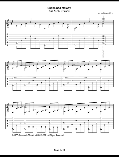 Unchained Melody (Arr. Steven King) - Al Hibbler, Les Baxter, Barry Manilow (Solo Guitar)