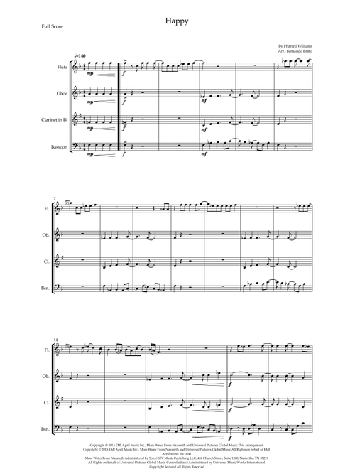 Happy (Arr. Fernando Britto) - Pharrell (Woodwind Ensemble)