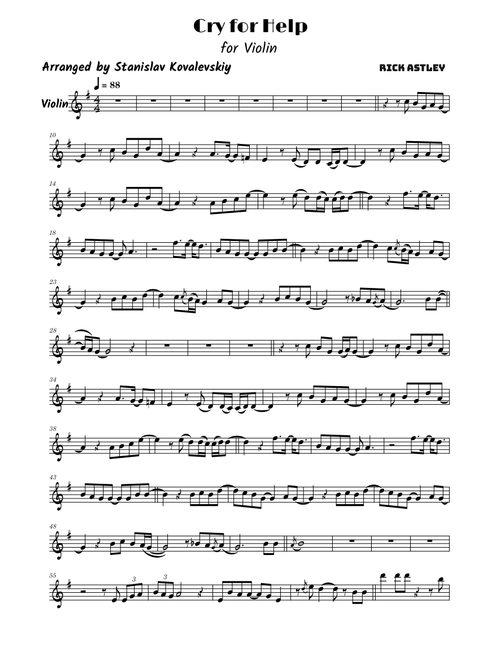 Cry For Help – Rick Astley (Violin Cover by Stanislav Kovalevskiy)