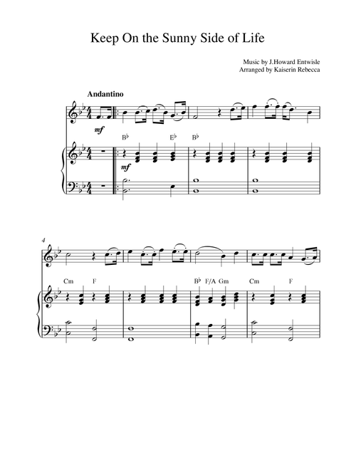 Keep On the Sunny Side of Life (oboe solo and piano accompaniment) (Arr. Kaiserin Rebecca) - JHoward Entwisle (Oboe and Piano)