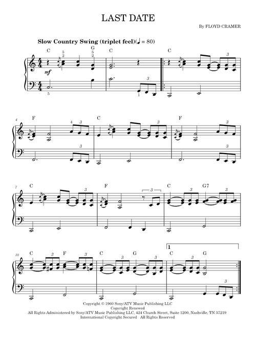Last date - Floyd Cramer (Easy Piano)