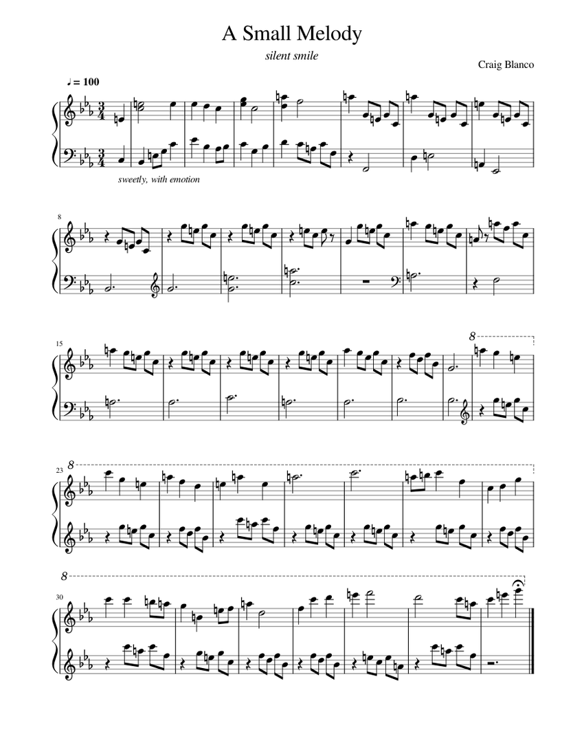 Small Melody Sheet Music for Piano (Solo) easy | MuseScore.com