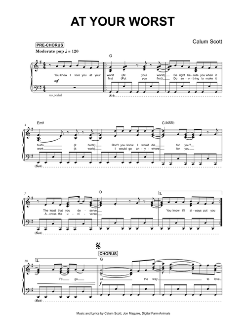 At Your Worst - Calum Scott (Piano)