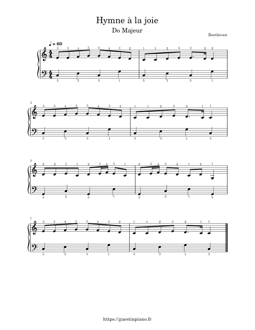 Hymne A La Joie Partition Piano Debutant