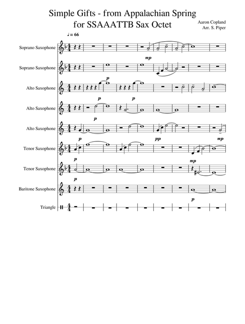 Simple Gifts - from Appalachian Spring for Sax Octet