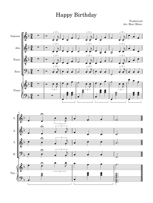 Happy Birthday for SATB and Piano