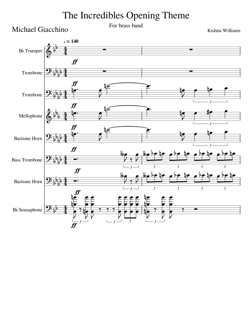 楽譜 Music from THE INCREDIBLES  M GIACCHINO The Incredibles (Main Theme) – Michael Giacchino/arr. Paul