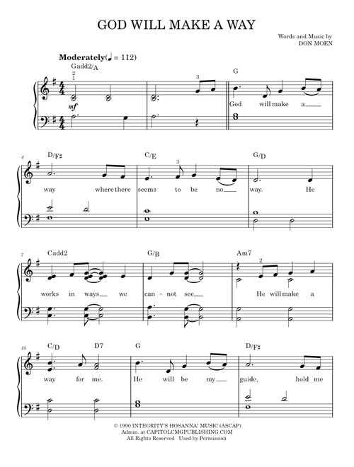 God will make a way - Don Moen (Easy Piano)