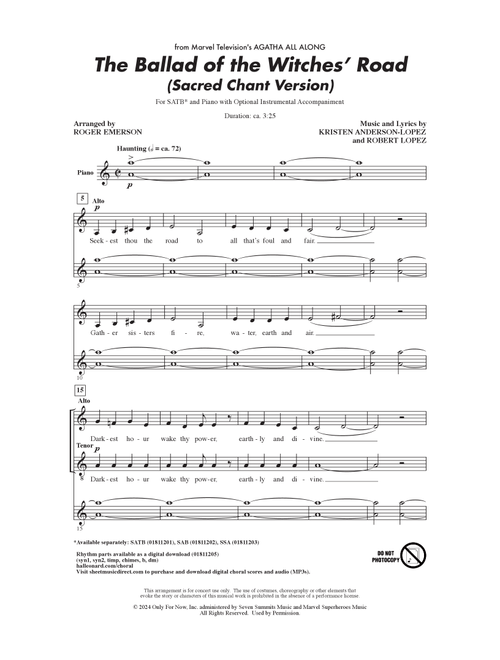 The Ballad Of The Witches' Road (from Agatha All Along) (arr. Roger Emerson) - Kristen Anderson-Lopez & Robert Lopez, Robert Lopez, Kristen Anderson-Lopez (Choral, SATB)