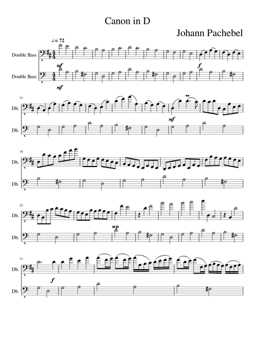Canon in D Bass Clef