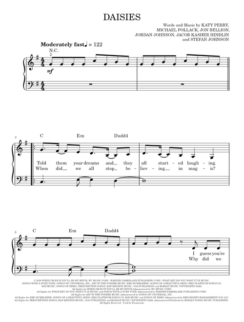 Daisies - Katy Perry (Easy Piano)