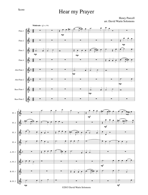 Hear my prayer for flute choir (Arr. David Warin Solomons) - Henry Purcell (Woodwind Ensemble)