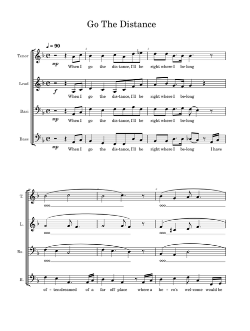 Go The Distance - A barbershop arrangement