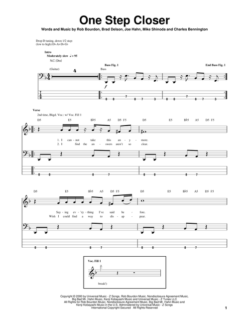 One Step Closer - Linkin Park (Bass Tab)
