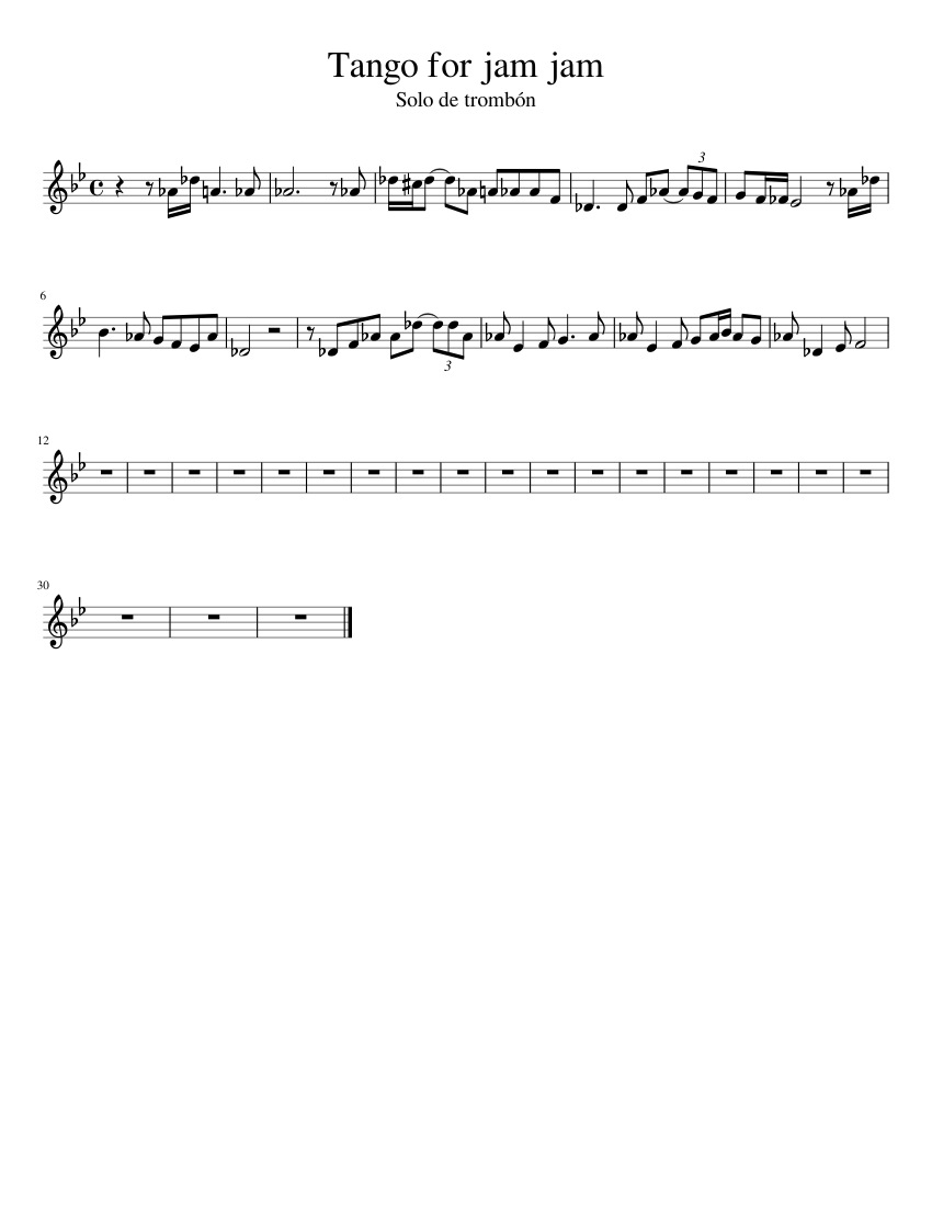 Tango for jam jam solo Sheet music for French horn (Solo)