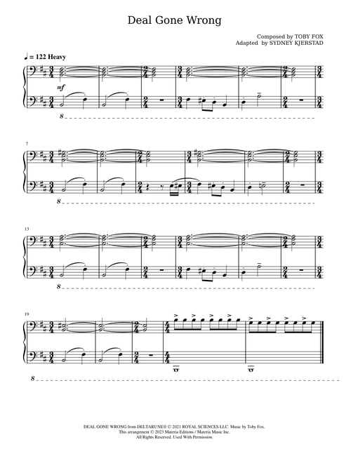 Deal Gone Wrong (DELTARUNE Chapter 2 Piano Score) - Toby Fox