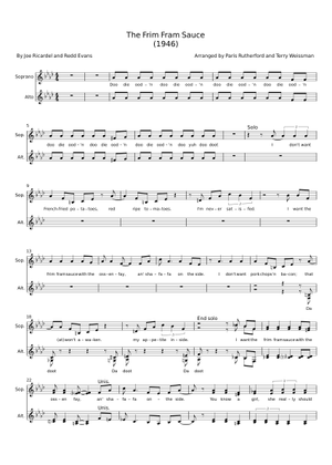 Frim Fram Sauce - Joe Ricardel Sheet Music with Chords for Synthesizer ...