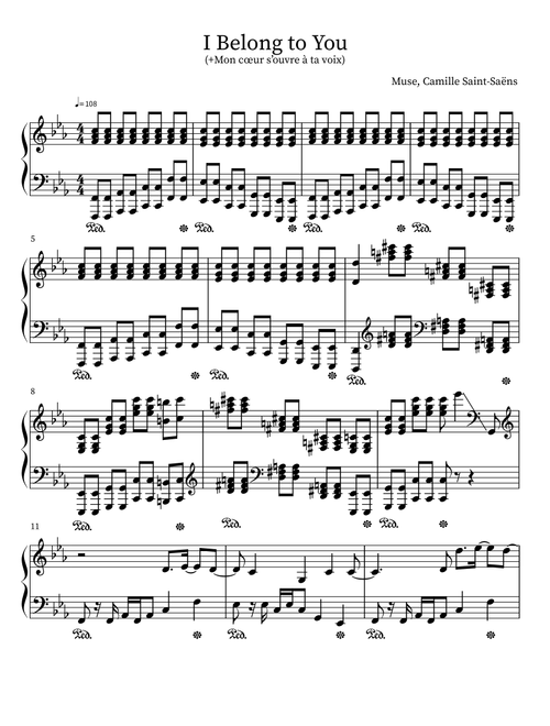 I Belong To You (+ Mon Coeur S'ouvre A Ta Voix) (Arr. M. Sloan) - Muse (Piano Solo)