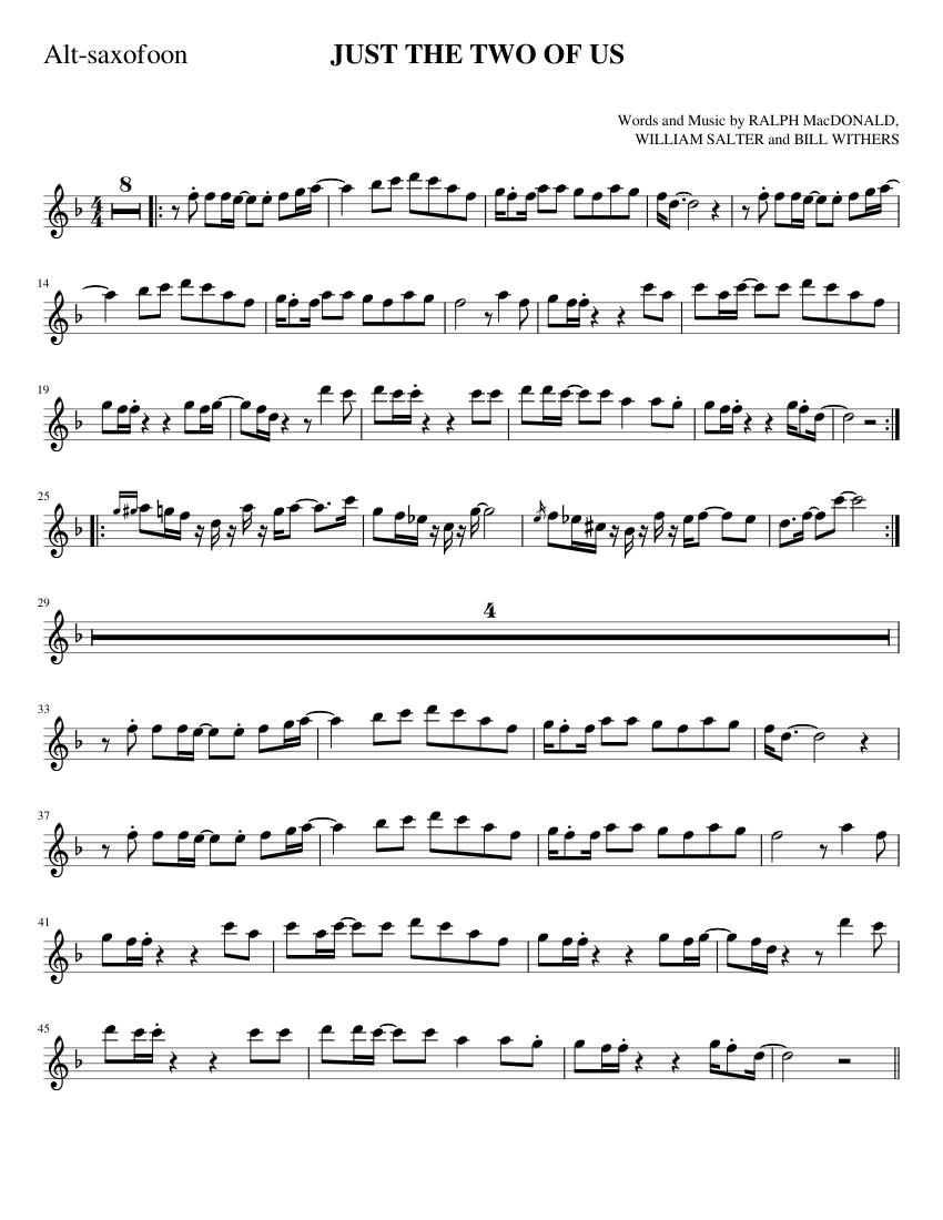 Just The Two Of Us Sheet music for Saxophone alto (Solo)