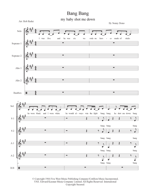 Bang Bang (My Baby Shot Me Down) (Arr. Rob Redei) - Nancy Sinatra (Choral, SSAA)