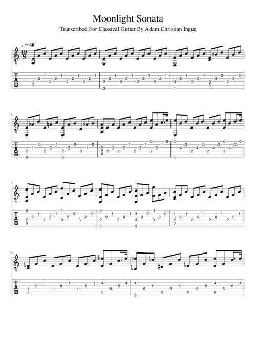 Moonlight Sonata Tablature For Guitar