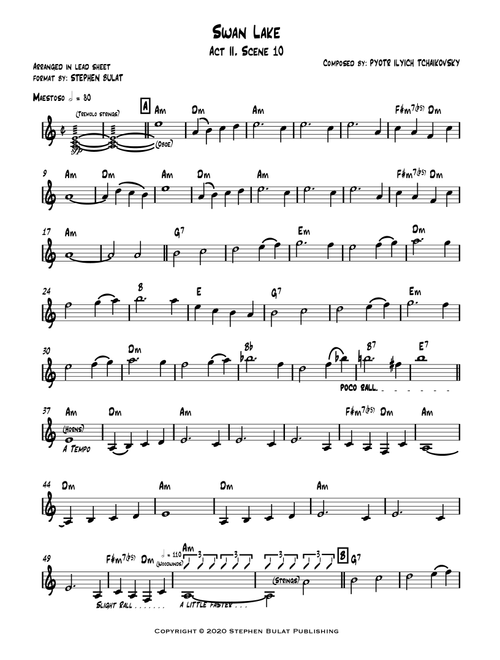 Swan Lake (Tchaikovsky) - Lead sheet (key of Am) (Arr. Stephen Bulat) - Peter Ilyich Tchaikovsky (Large Ensemble)