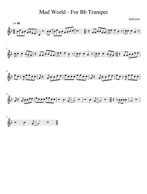 Mad World - Bb Trumpet