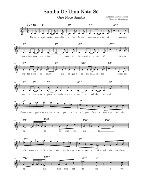 Samba de uma nota só – Antônio Carlos Jobim