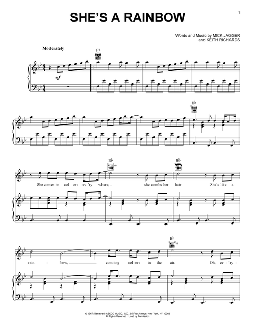 She's A Rainbow - The Rolling Stones (Piano-Vocal-Guitar)