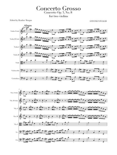 Concerto Grosso Op. 3, No. 8 for Two Violins in A minor (Arr. Heather Morgan) - Antonio Vivaldi (Orchestra)