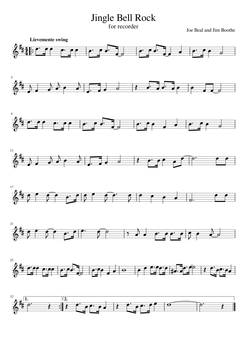 Jingle Bell Rock for recorder Sheet music Piano (Solo) |