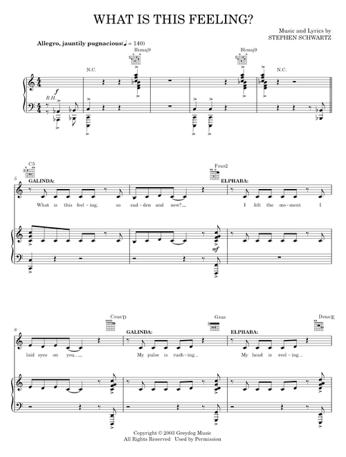 What Is This Feeling? (from Wicked) - Stephen Schwartz, Wicked Musical (Piano-Vocal-Guitar)