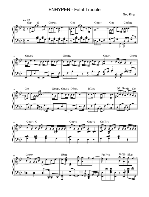 Fatal Trouble (Arr. Gregory King) - Enhypen (Easy Piano)