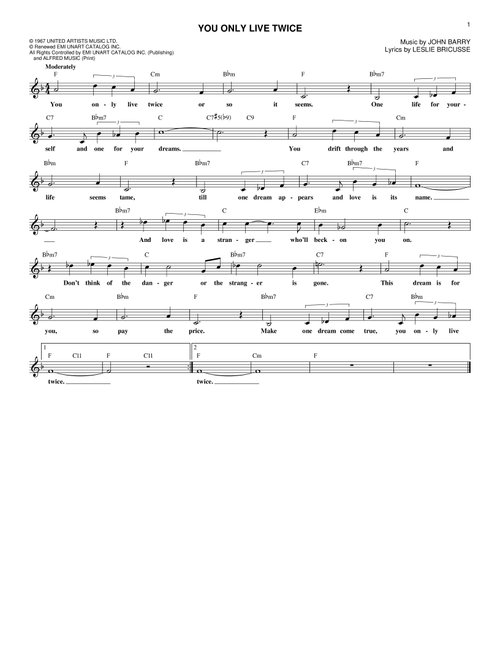You Only Live Twice - John Barry (Lead Sheet - Fake Book)