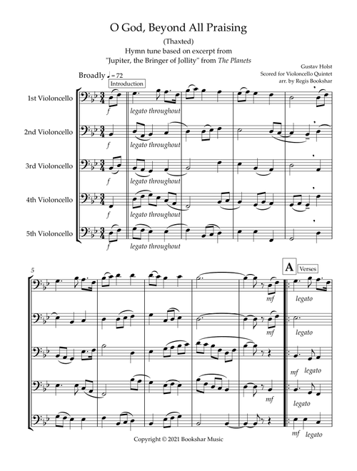 O God, Beyond All Praising (Thaxted) (Bb) (Violoncello Quintet) (Arr. Regis Bookshar) - Gustav Holst (String Ensemble)