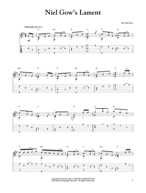 Niel Gow's Lament (arr. Mark Phillips) (Easy Guitar with TAB)