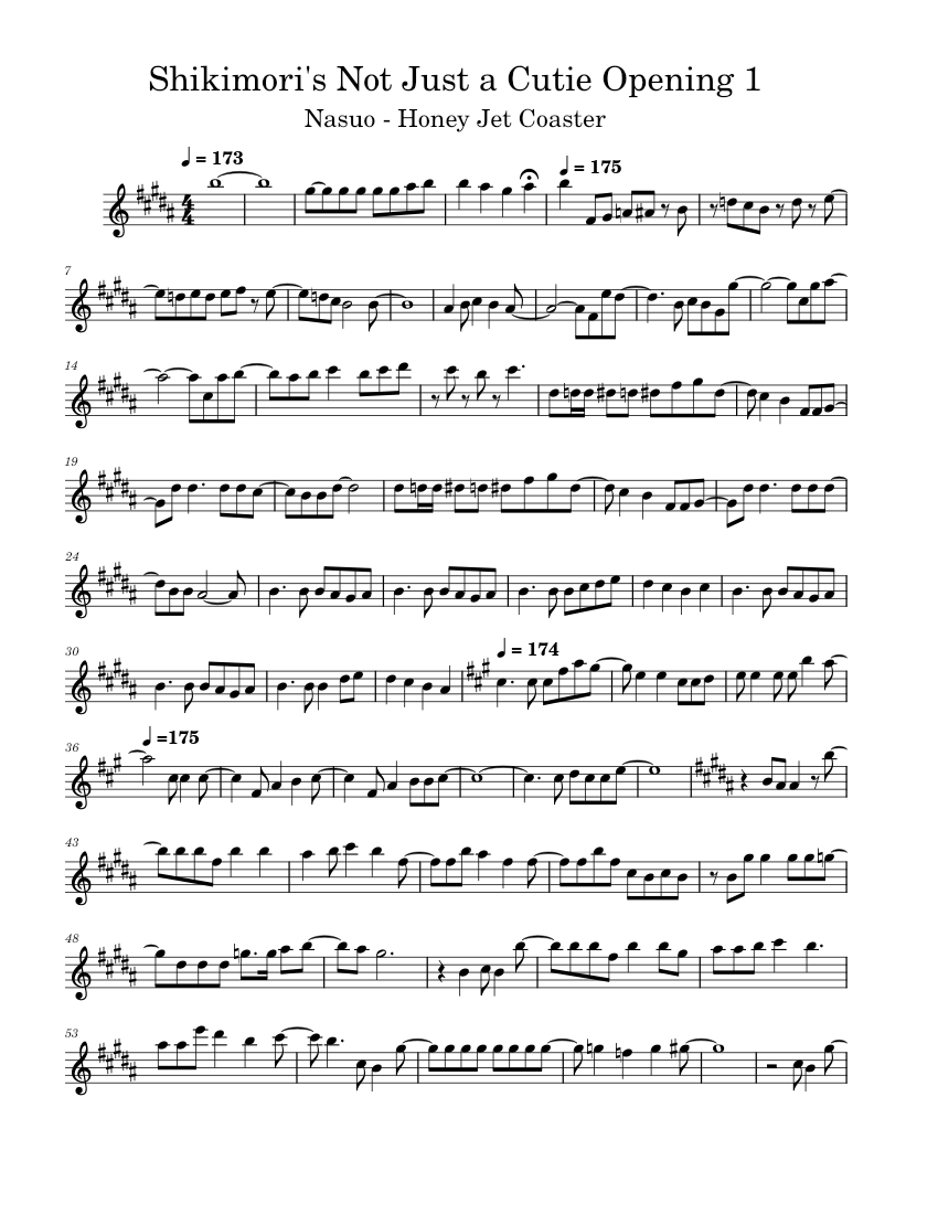 Shikimori's Not Just a Cutie Opening 1 Sheet Music for Flute (Solo